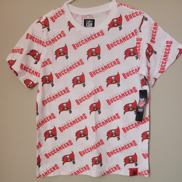 NWT Tampa Bay Buccaneers T-Shirt Kids Large 14-16 NFL Team Apparel White Red - Picture 1 of 10